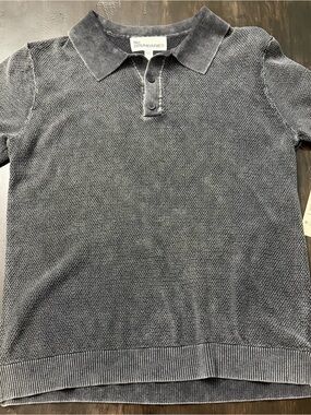 No Boundaries Women's Charcoal Gray Textured Polo